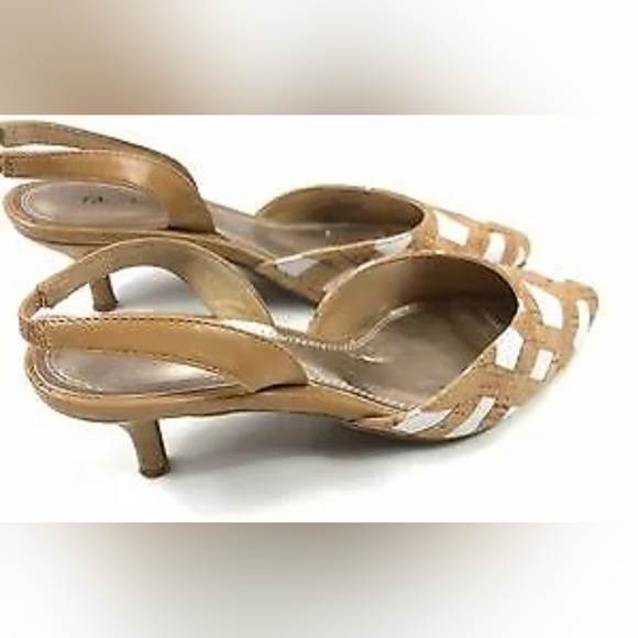 AMELIA GRACE Erica real cork slingback pointed toe brown shoe kitten heel sz 8M - Picture 3 of 9